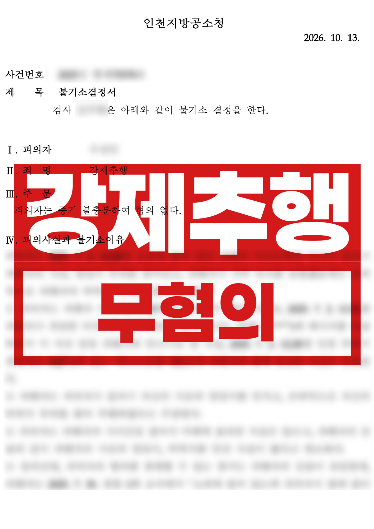 사건 결과 — 무혐의